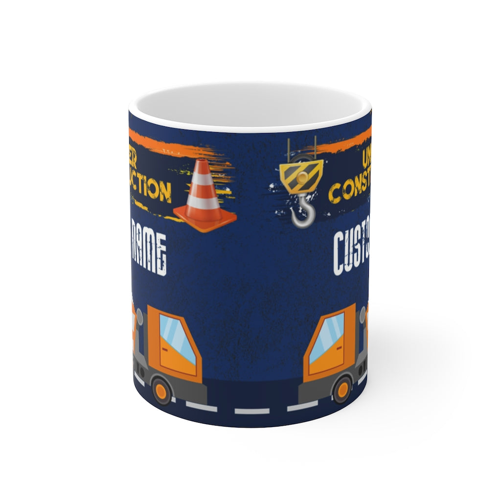 Personalized Name, Under Construction, Mixer Truck Mug for Kids 11oz