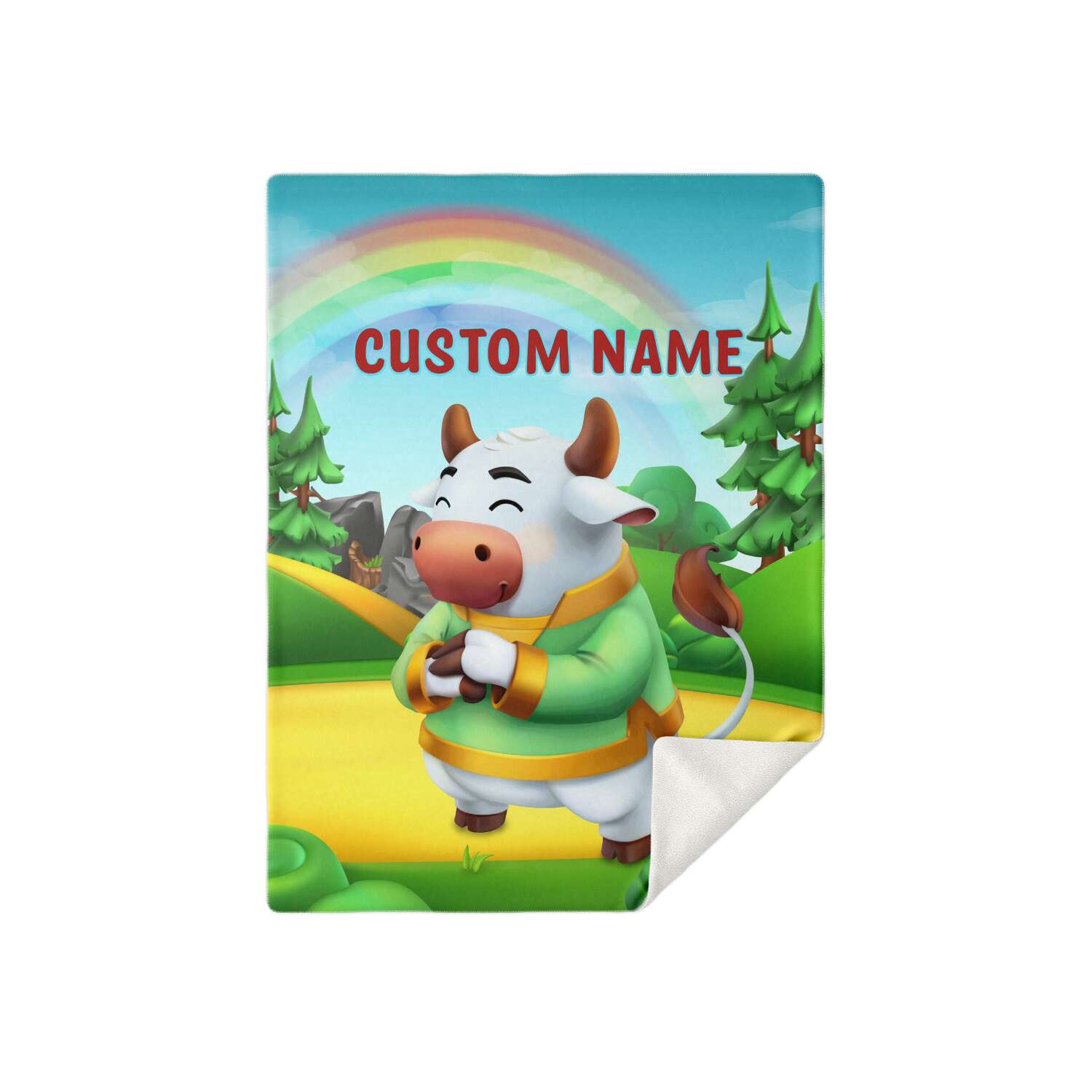 Personalized Name Bull Animal Blanket for Kids, Custom Name Blanket for Boys & Girls