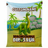 Load image into Gallery viewer, Personalized Name Brachiosaurus Dinosaur Blanket for Kids, Custom Name Blanket for Boys &amp; Girls
