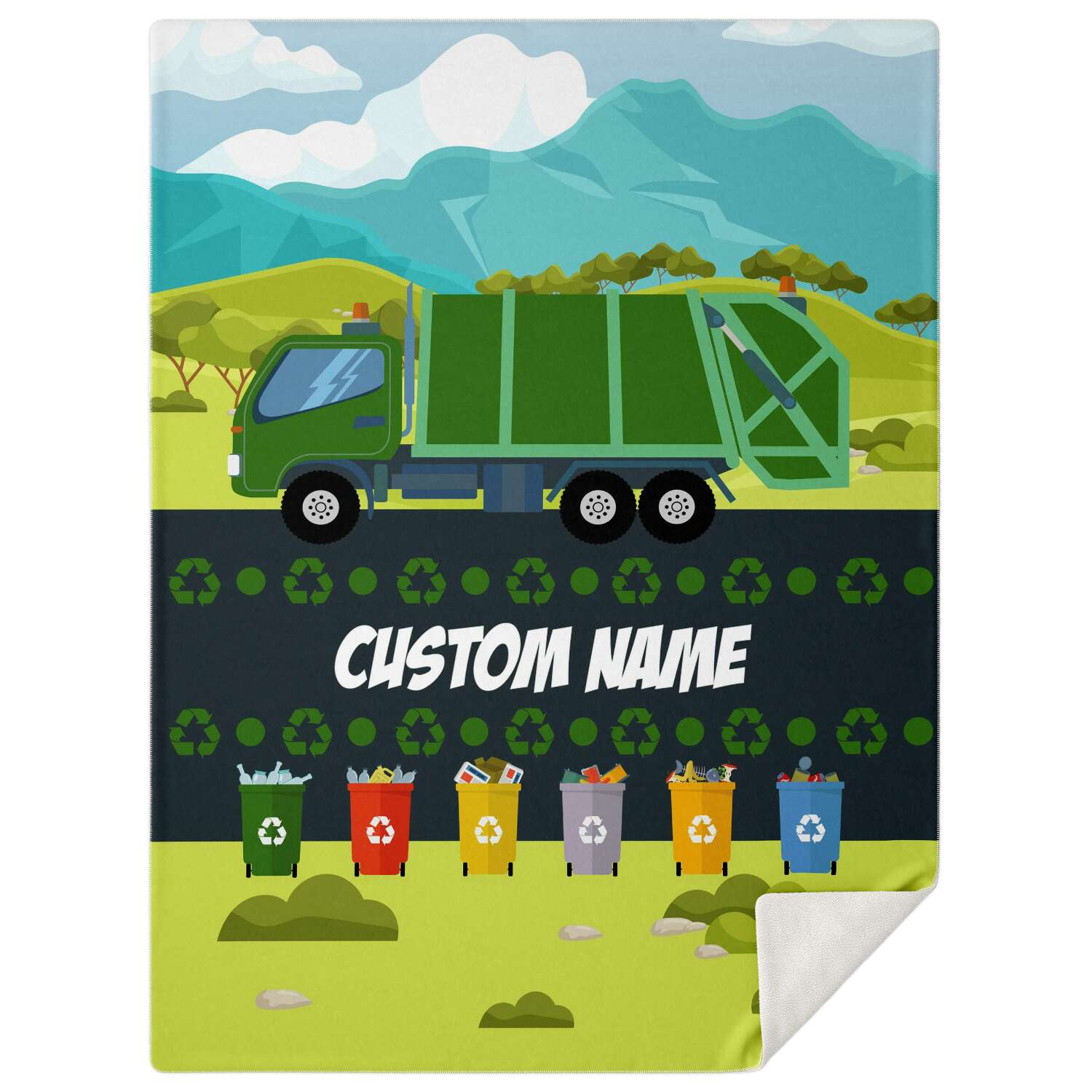 Personalized Name Garbage Truck Blanket for Kids, Custom Name Blanket for Boys & Girls