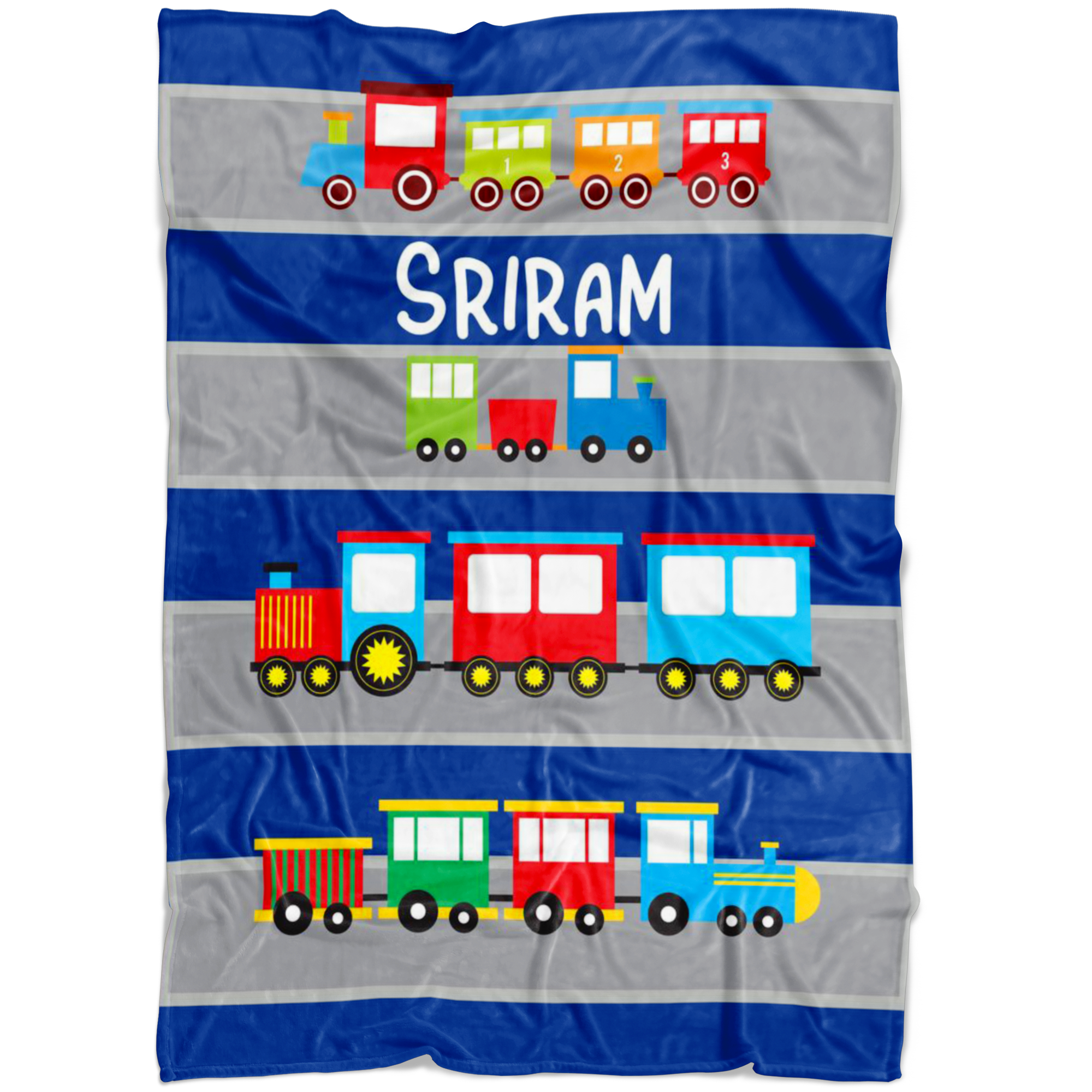Personalized Name Train Blanket for Kids, Boys & Girls - Sriram