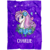 Personalized Name Sparkling Unicorn Purple Blanket for Girls & Babies - Charlie