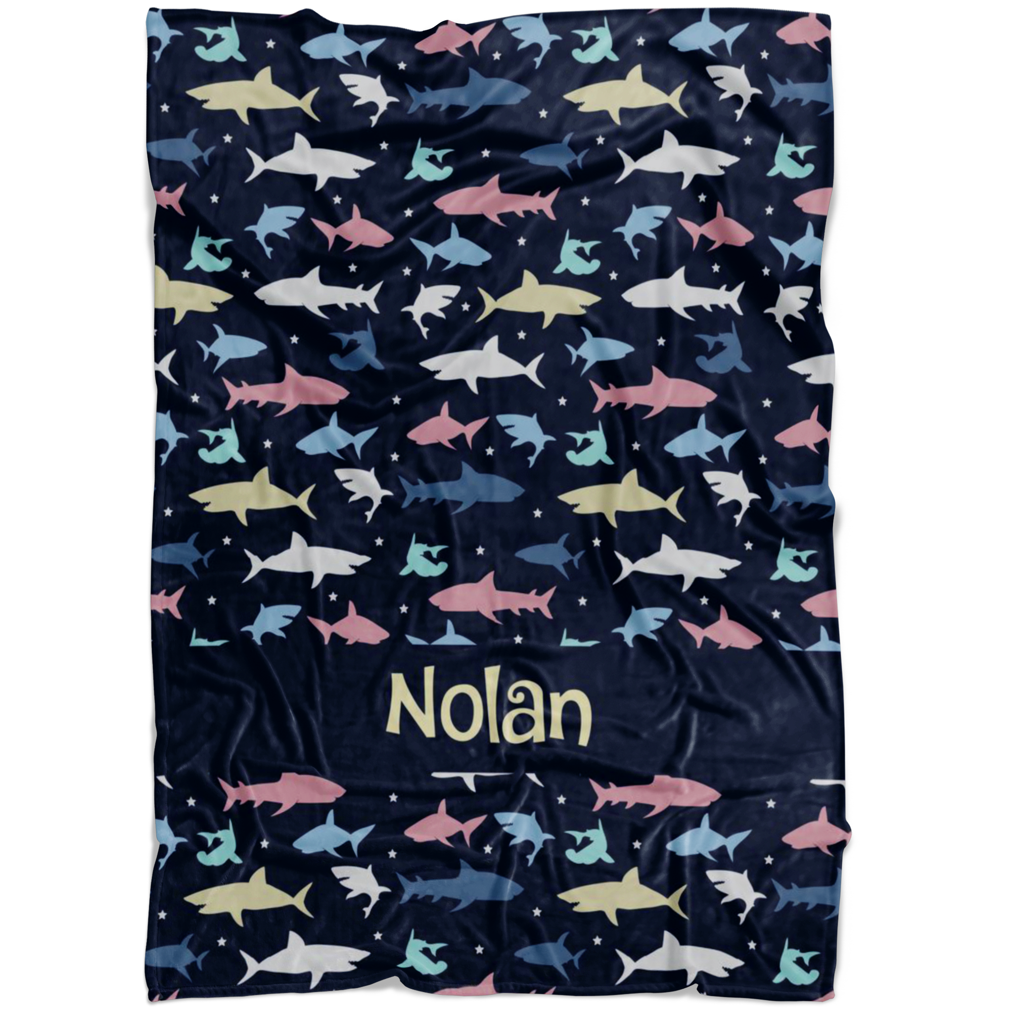 Personalized Name Shark Blanket for Kids - Nolan