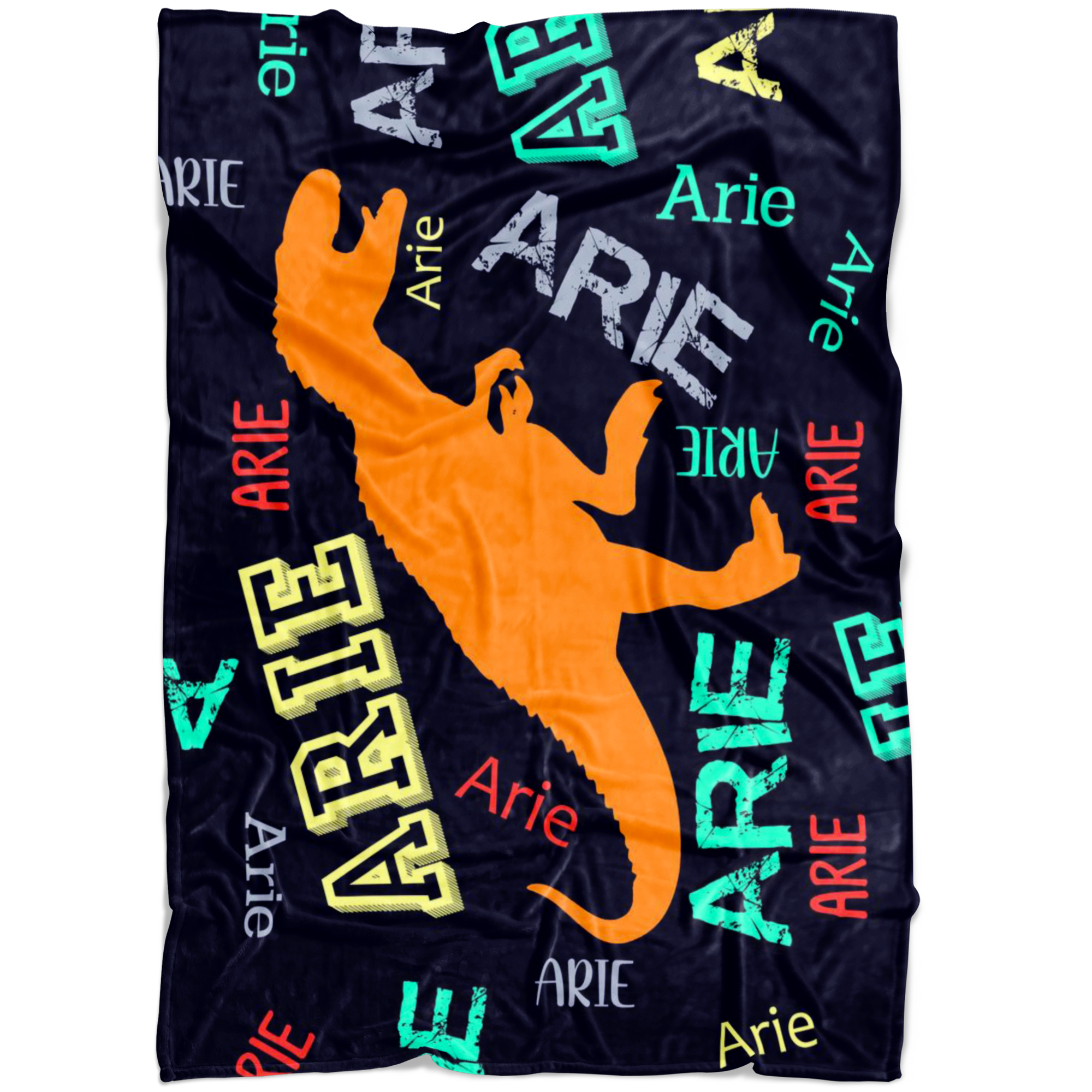 Dinosaurs T-Rex Personalized Name Blanket for Boys, Kids - ARIE