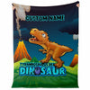 Personalized Name Tyrannosaurus Rex Dinosaur Blanket for Kids, Custom Name Blanket for Boys & Girls
