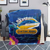 Personalized Name Shark Blanket, Custom Name Sea Animals Blanket for Boys & Girls