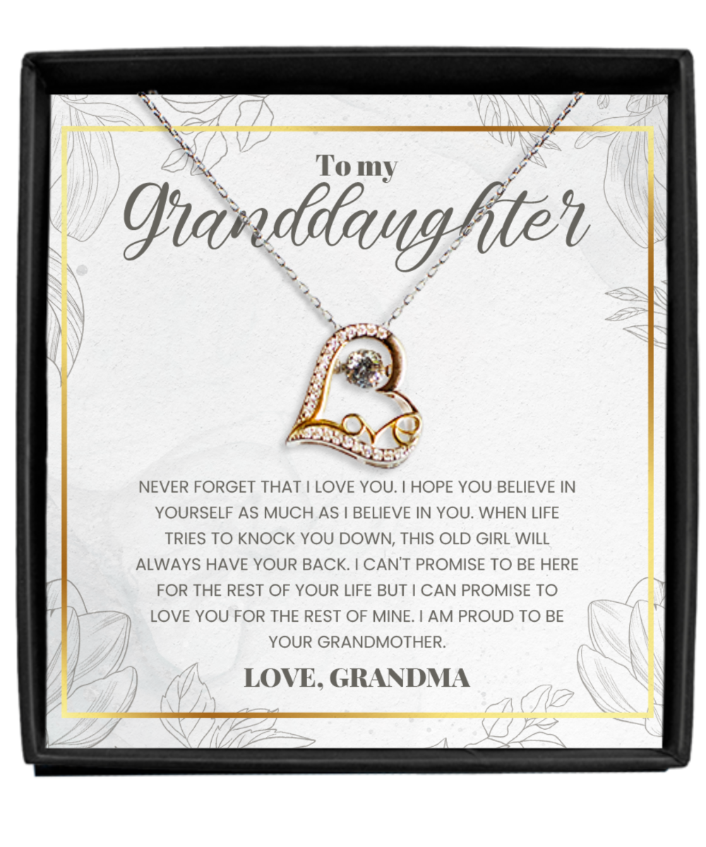 Granddaughter - Never Forget - Love Grandma - Love Dancing Necklace