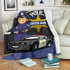 Personalized Name Police Officer & Car Blanket for Kids, Name Blanket for Boys & Girls