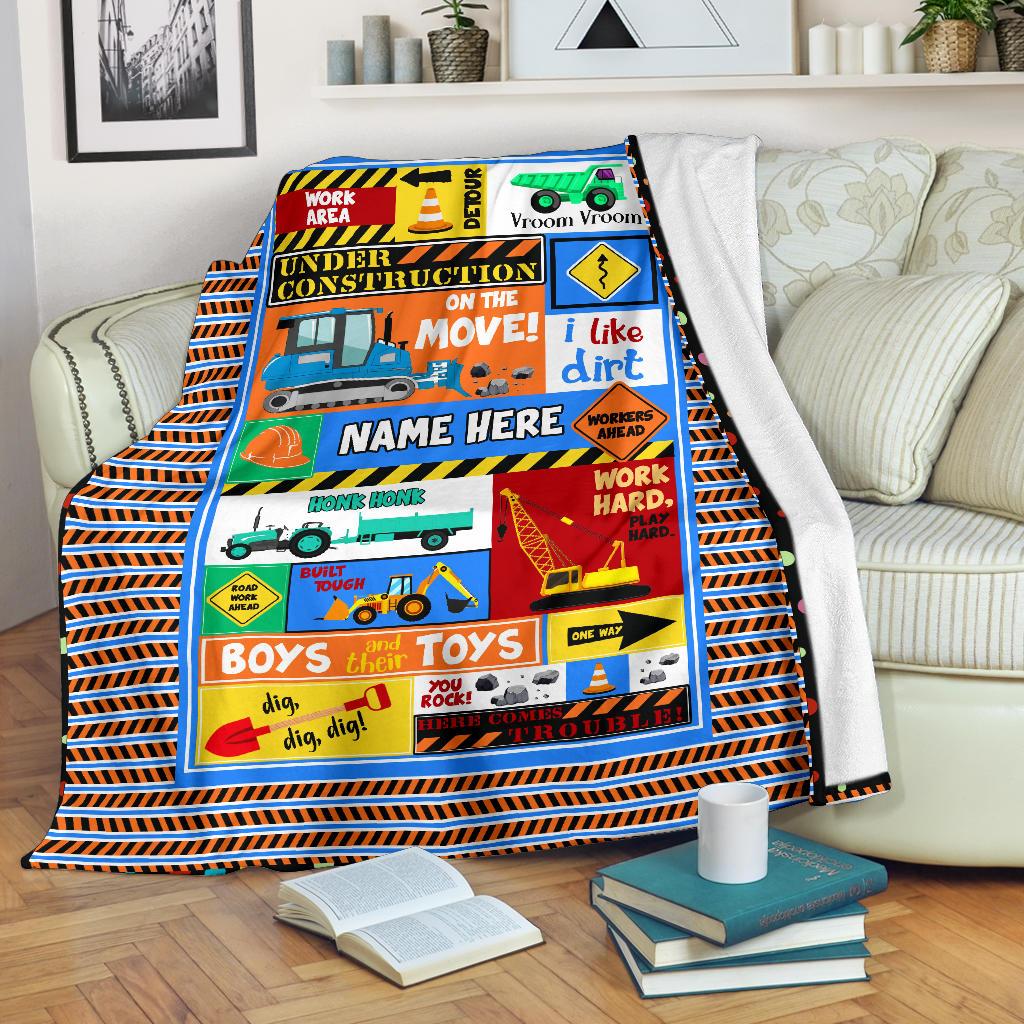 Under Construction Personalized Blanket for Boys