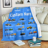 Personalized Name Tractor Blanket for Kids, Custom Name Farming Machinery Blanket for Boys & Girls