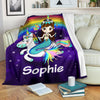 Personalized Name Mermaid & Unicorn Rainbow Blanket for Girls & Boys, Custom Name Blanket for Kids