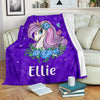 Personalized Name Sparkling Unicorn Purple Blanket for Girls & Babies