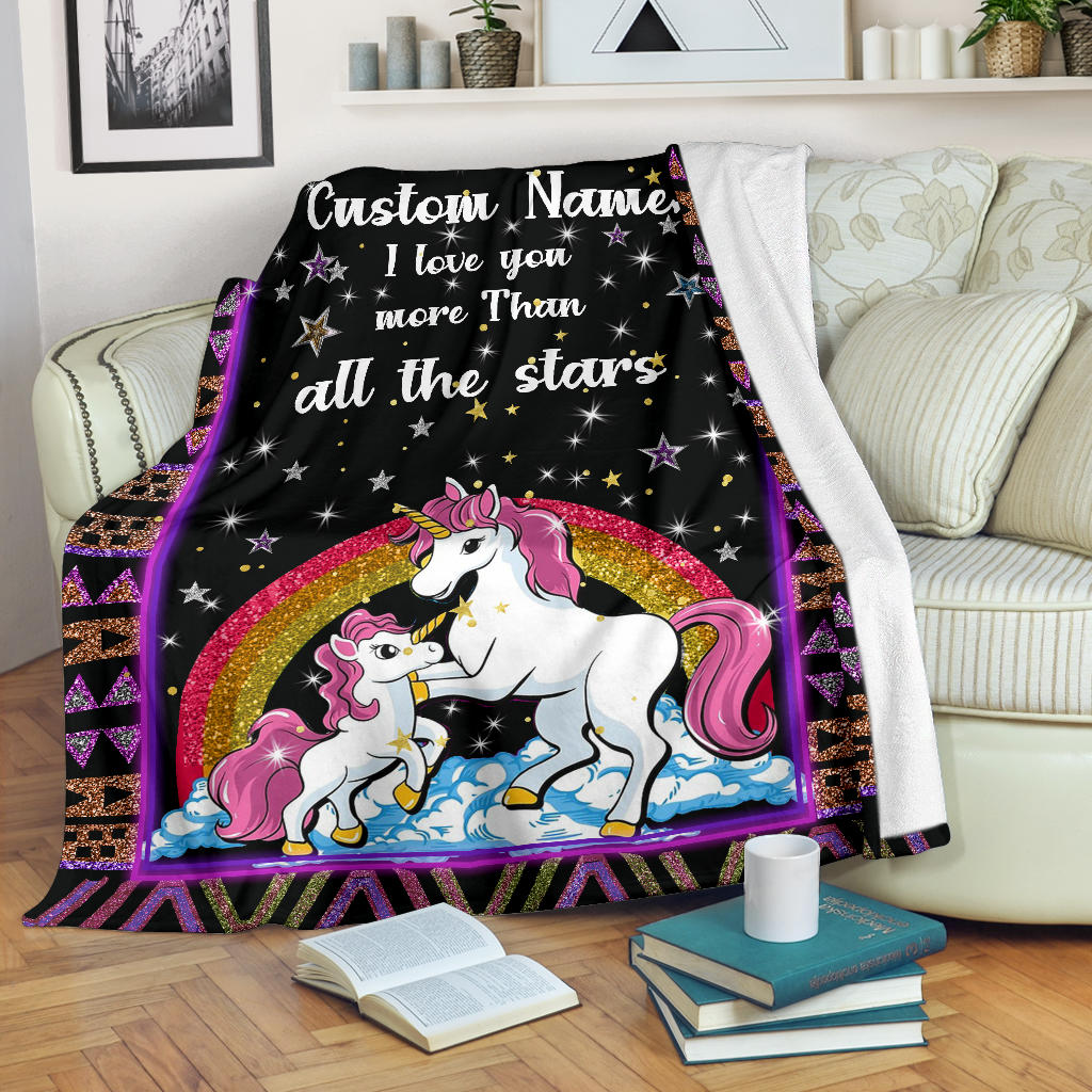 Personalized Name I Love You More Than All the Stars Blanket for Girls