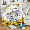 Load image into Gallery viewer, Personalized Name Cute Elephant with Sunflowers Blanket for Girls