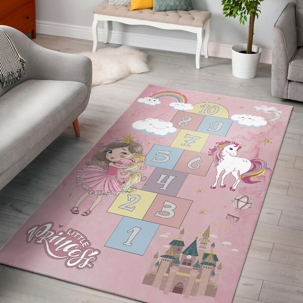 Little Princess & Unicorn Play Mat with Numbers | Carpet for Girl's Room