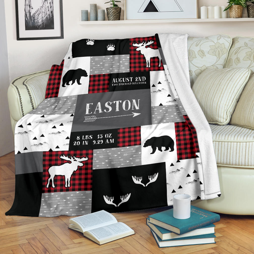 Red and Black Buffalo Plaid Personalized Baby Newborn Boy Blanket for Kids