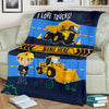 Personalized Name I Love Trucks Blanket for Boys & Girls with Character Personalization