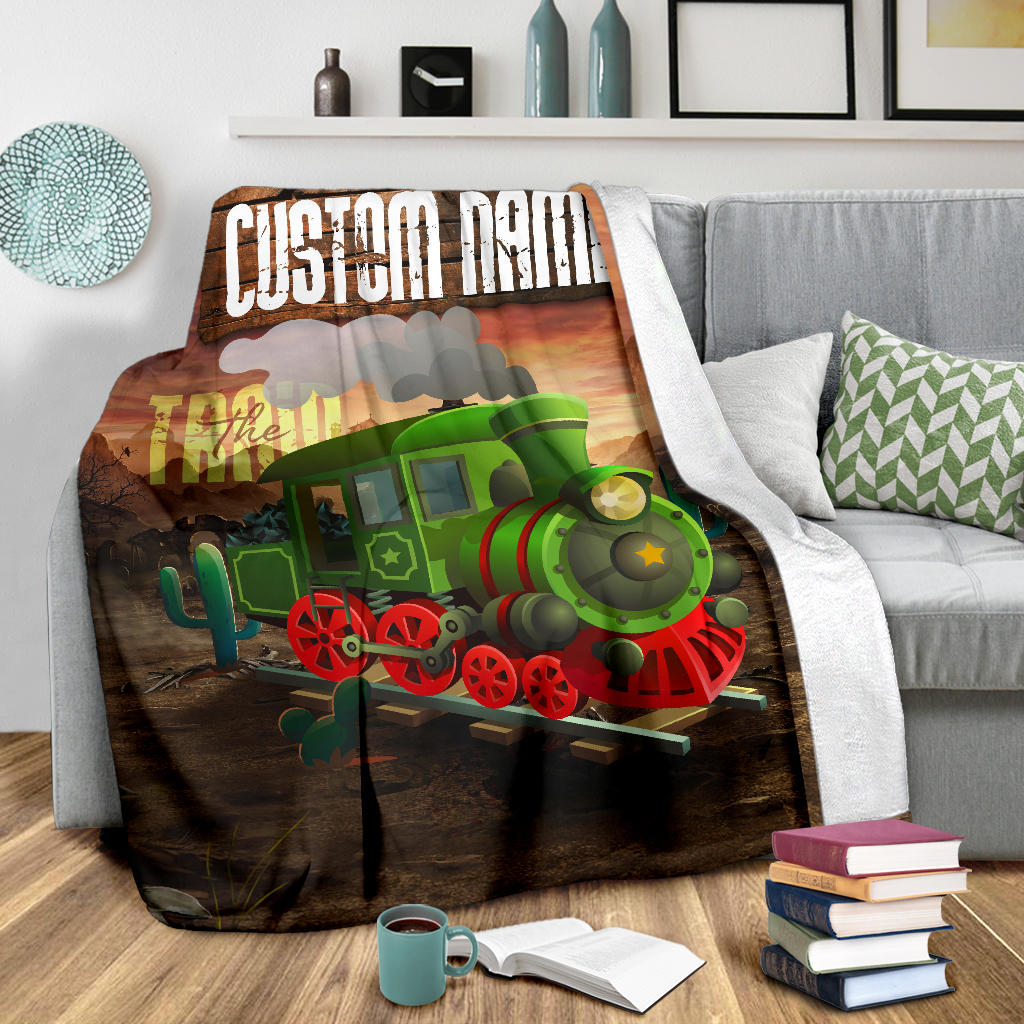 Personalized Name Wild West Train Blanket for Boys & Girls