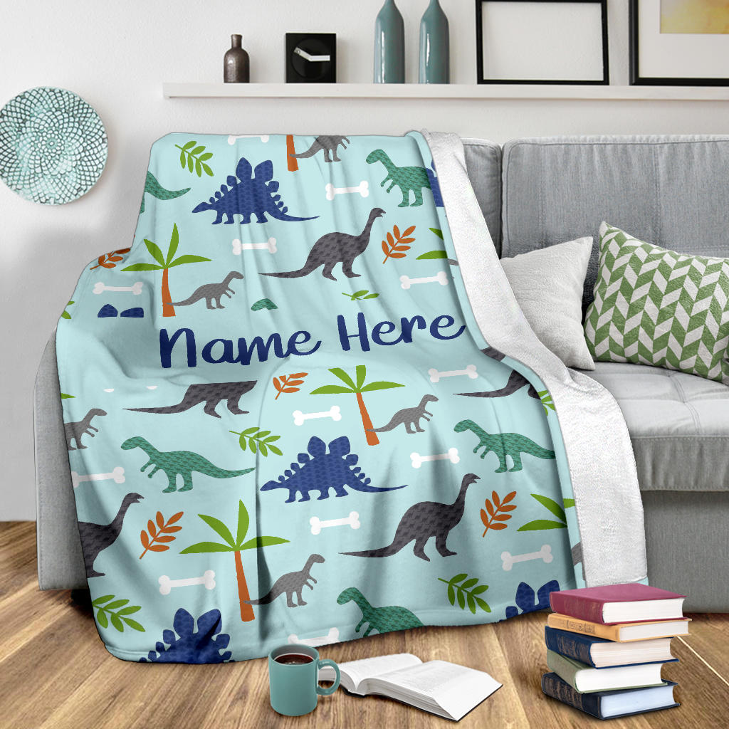 Personalized Dinosaur, Dino World Blanket for Boys, Kids