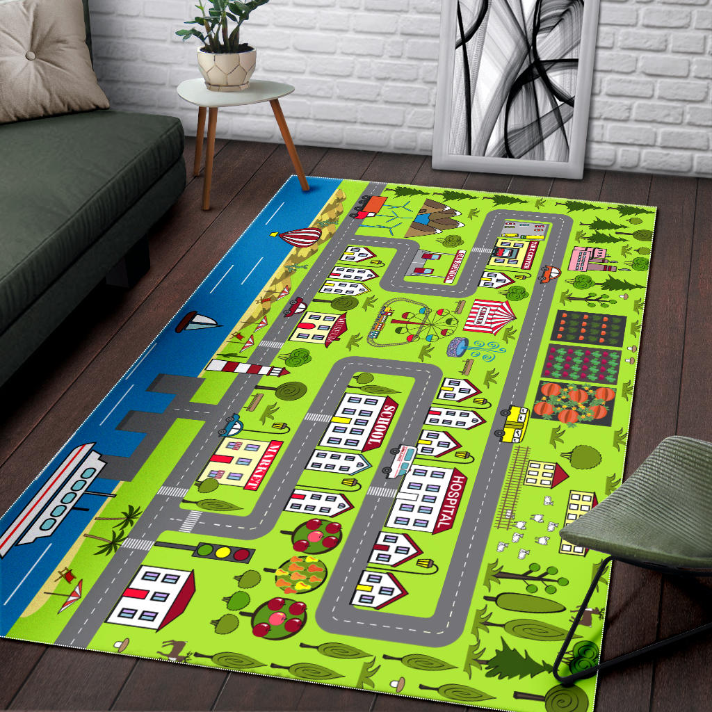 City Streets with River Play Mat For Kids, Activity Rug for Boys, Girls & Toddlers