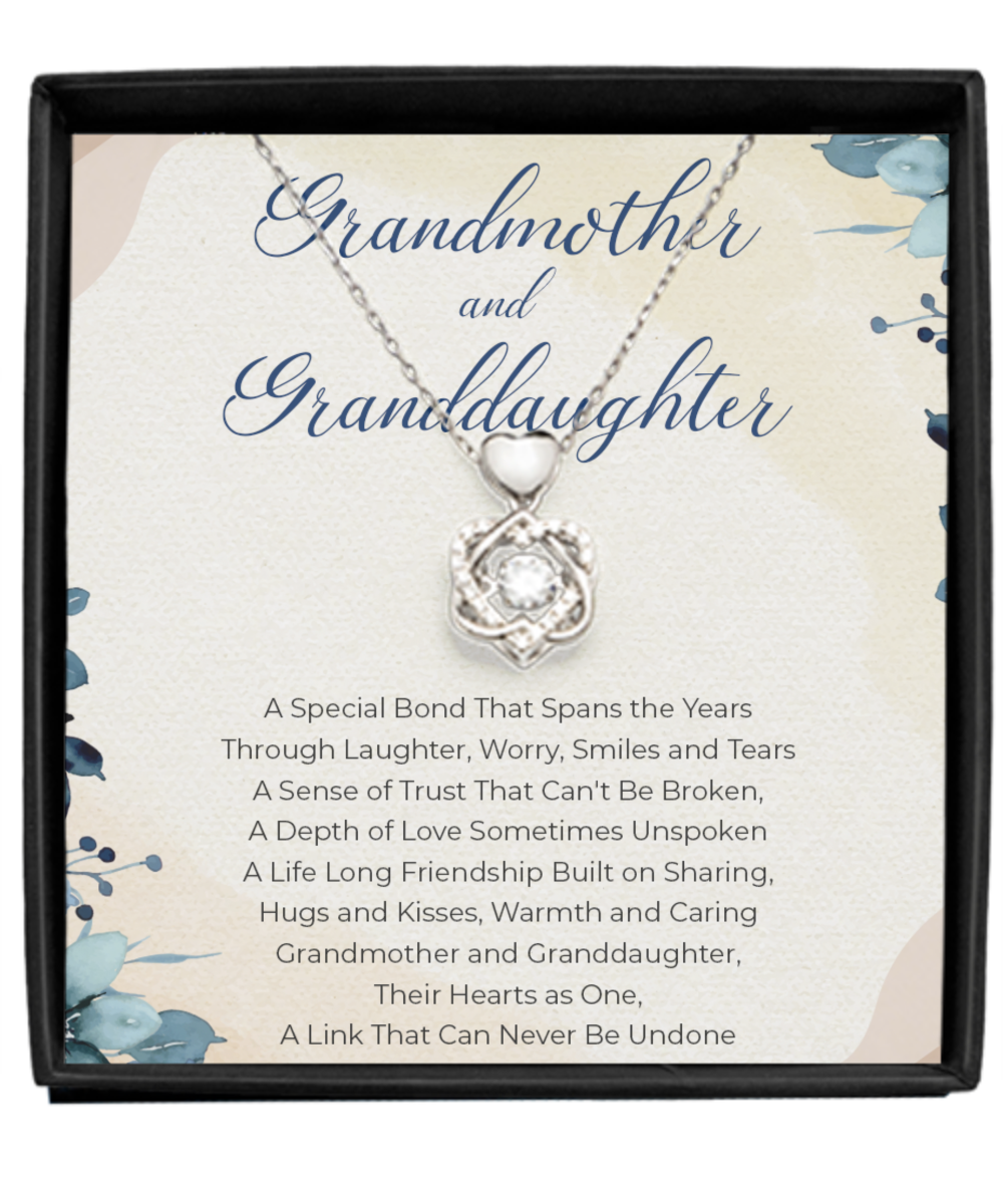 Granddaughter - Grandma - Heart Knot Silver Necklace
