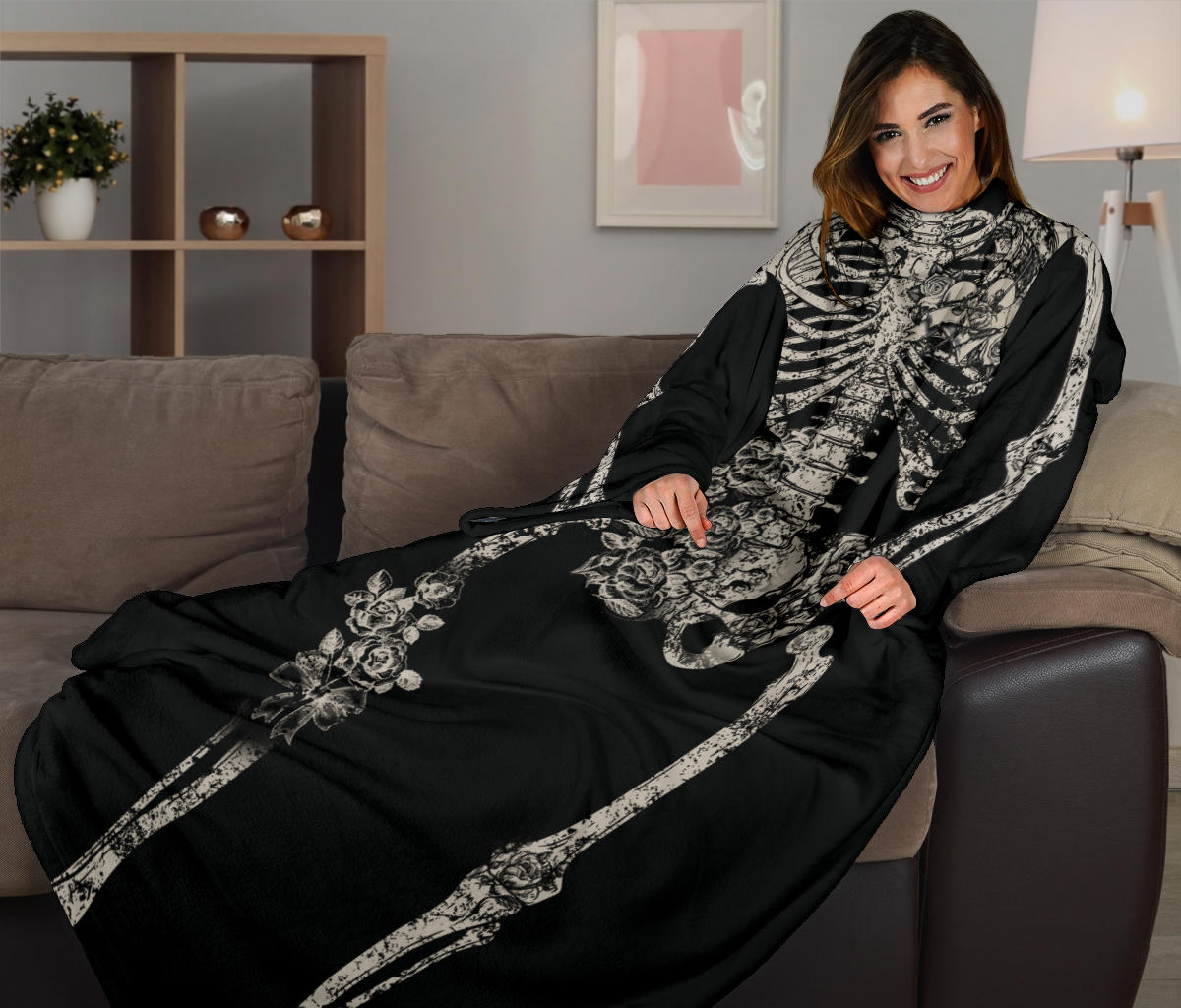 Halloween Skeleton Wearable Blanket