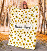 Personalized Name Cute Sunflower Pattern Blanket for Girls