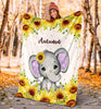 Load image into Gallery viewer, Personalized Name Cute Elephant with Sunflowers Blanket for Girls