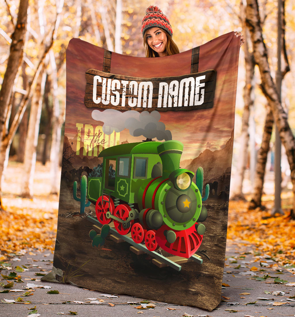 Personalized Name Wild West Train Blanket for Boys & Girls