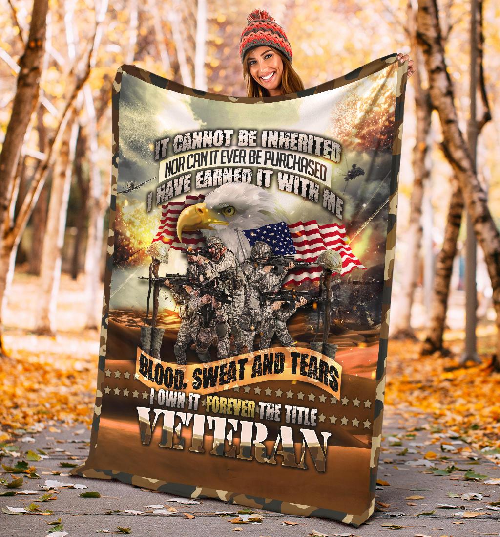 Veterans Day Gift, Army Veteran Blanket, USA Eagle Blanket