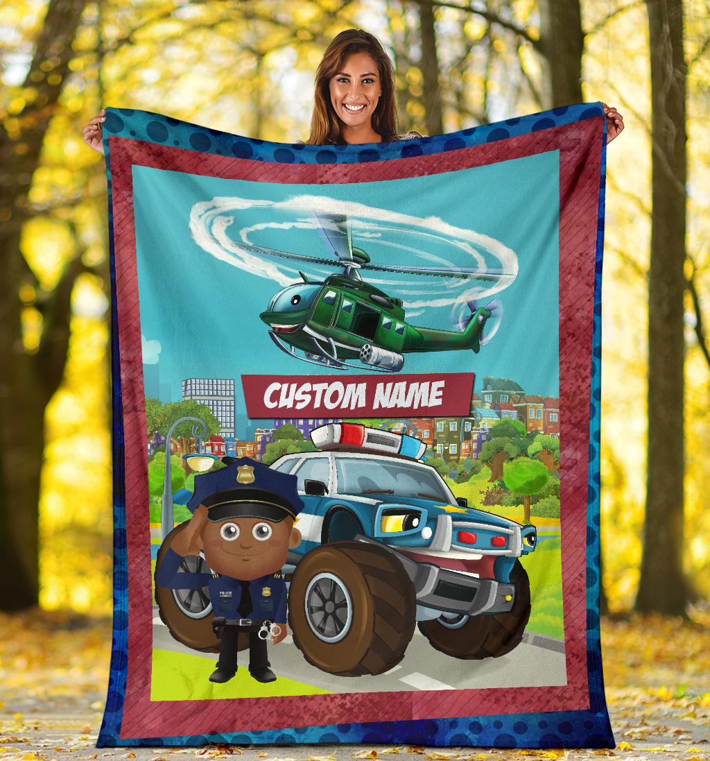 Personalized Name Police Blanket with Character Personalization
