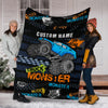 Load image into Gallery viewer, Personalized Name Blue Monster Truck Blanket for Boys &amp; Girls