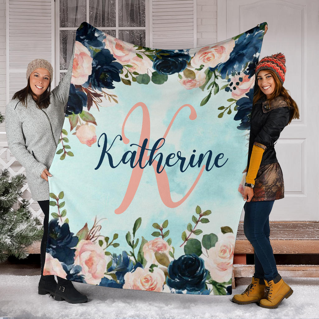 Personalized Name Baby & Girls Blanket with Roses