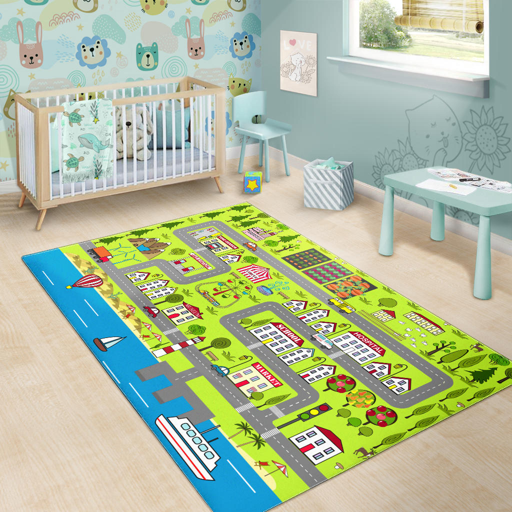 City Streets with River Play Mat For Kids, Activity Rug for Boys, Girls & Toddlers