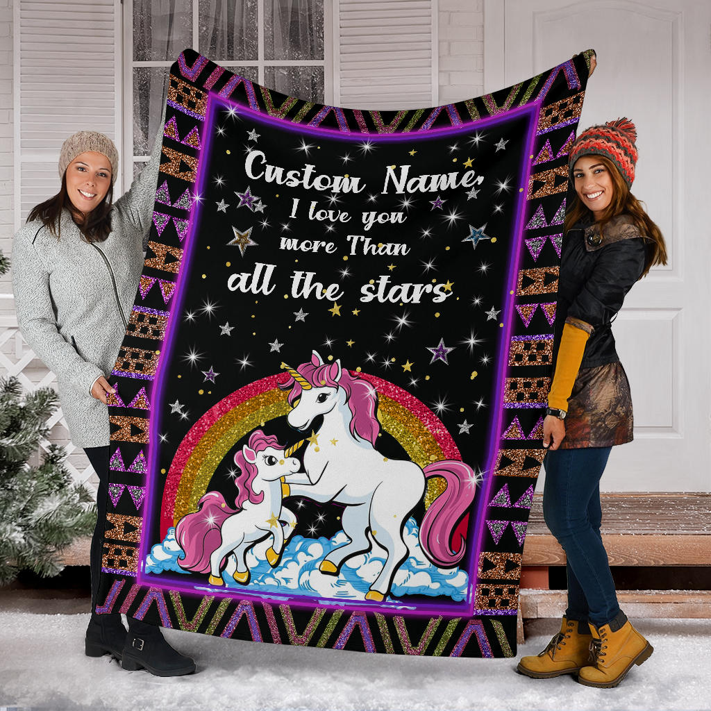 Personalized Name I Love You More Than All the Stars Blanket for Girls