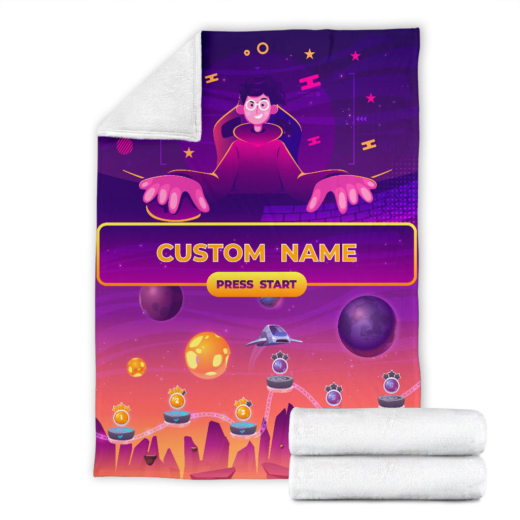 Personalized Name Gaming, Gamer Blanket for Boys and Girls, Kids Name Blanket