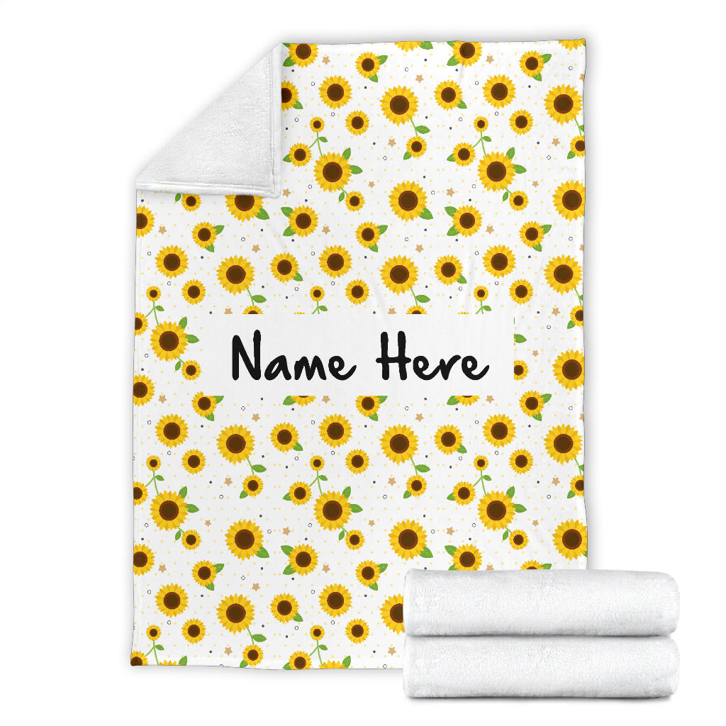 Personalized Name Cute Sunflower Pattern Blanket for Girls