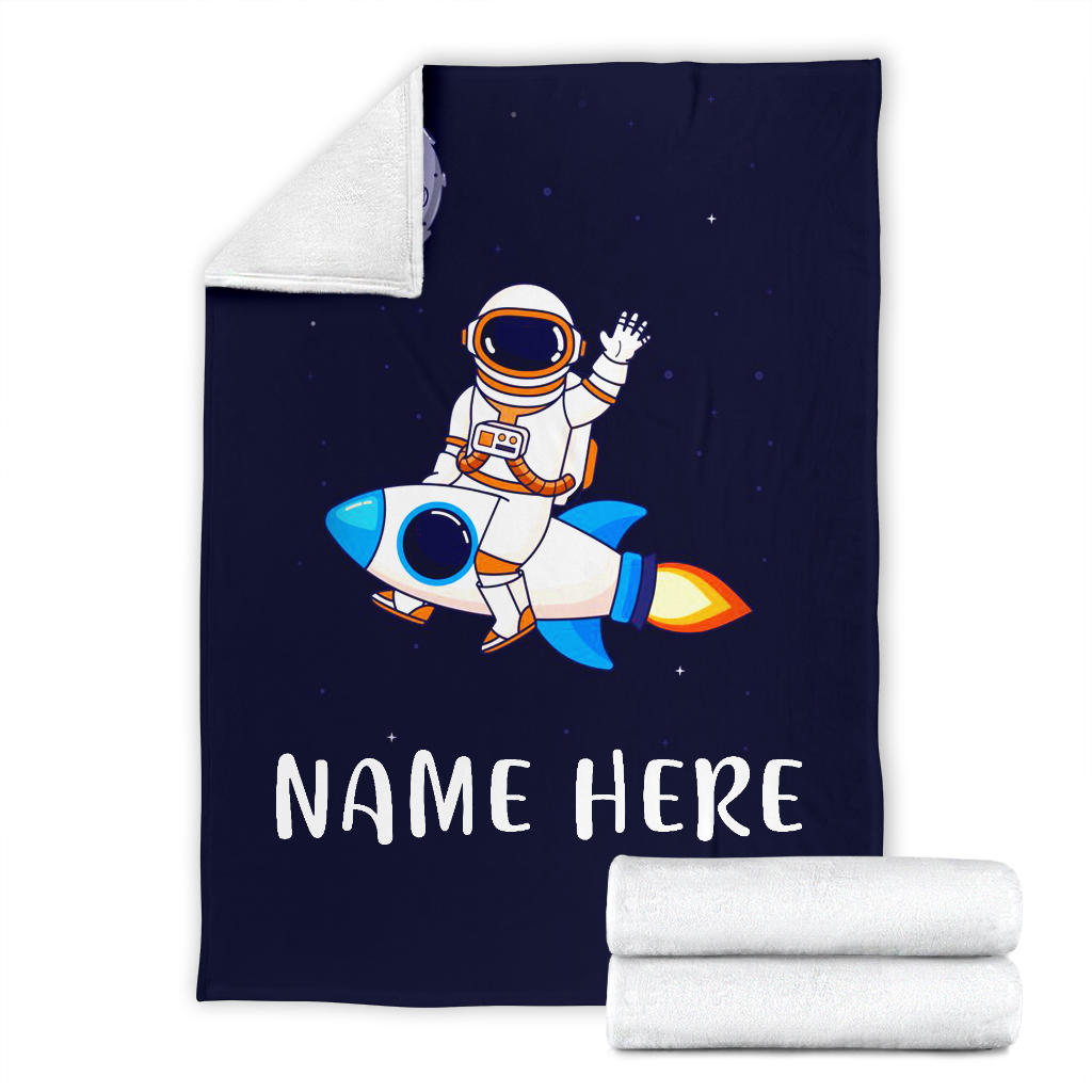 Personalized Name Astronaut Blanket for Boys, Kids