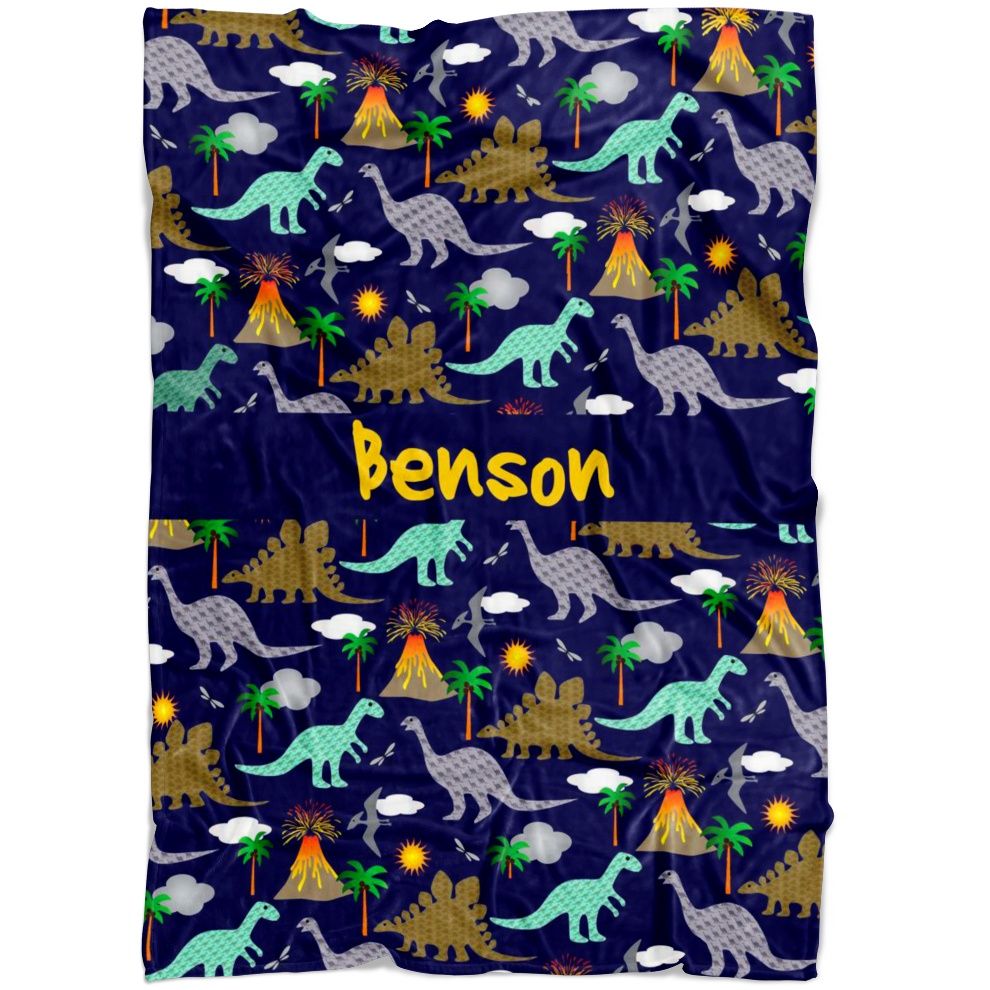 Personalized Dinosaurs, Dino World Blanket for Boys & Girls, Kids - Benson