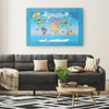 Personalized Map of World for Kids, Canvas Wall Art for Children's Room, Learning, Educational Map for Boys & Girls