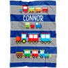 Personalized Name Train Blanket for Kids, Boys & Girls - Connor