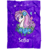 Personalized Name Sparkling Unicorn Purple Blanket for Girls & Babies - Sofia