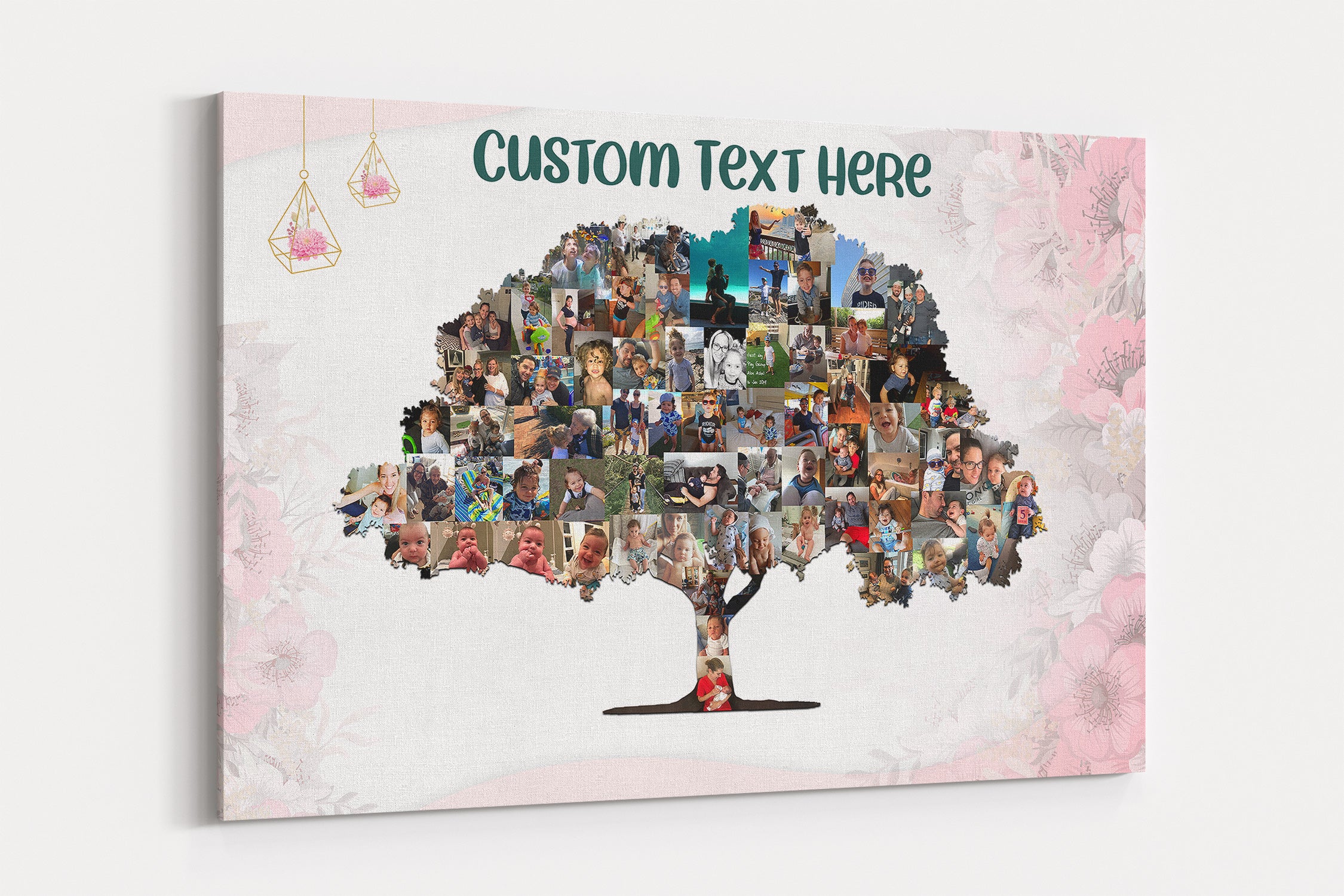 Family Tree Photo Collage Wall Art - Rose Flowers