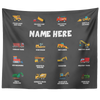 Personalized Name Construction Machines Wall Tapestry for Kids Room