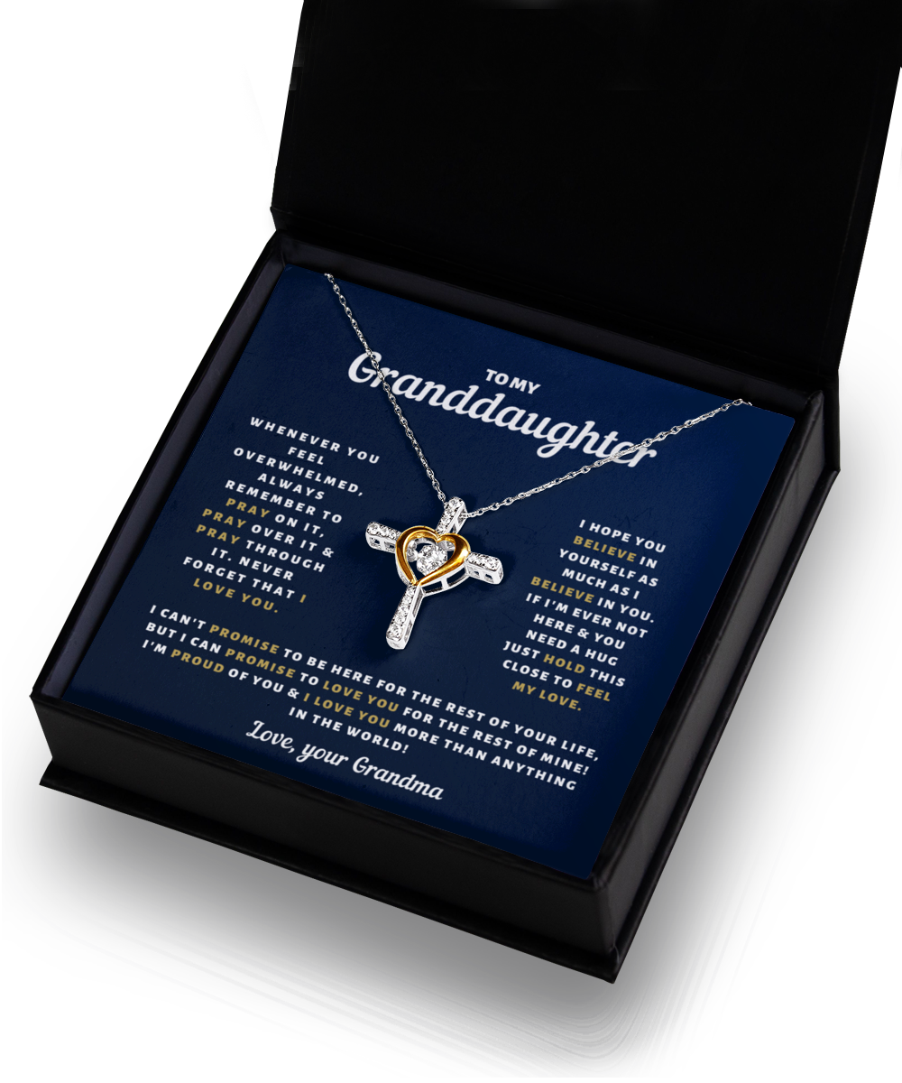 Granddaughter - Believe & Pray - Love Your Grandma - Cross Dancing Necklace