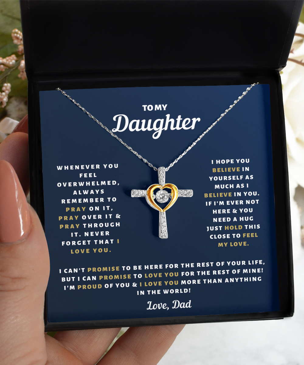 Daughter - Believe - Love Dad - Daughter Necklace - Cross Dancing Necklace