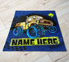 Personalized Name, Custom Blankets with Monster Trucks for Kids, Babies, Toddlers, Boys, Girls
