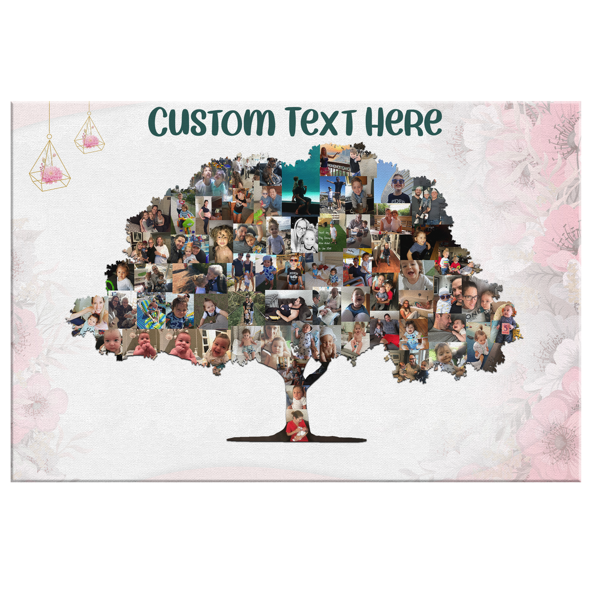Family Tree Photo Collage Wall Art - Rose Flowers
