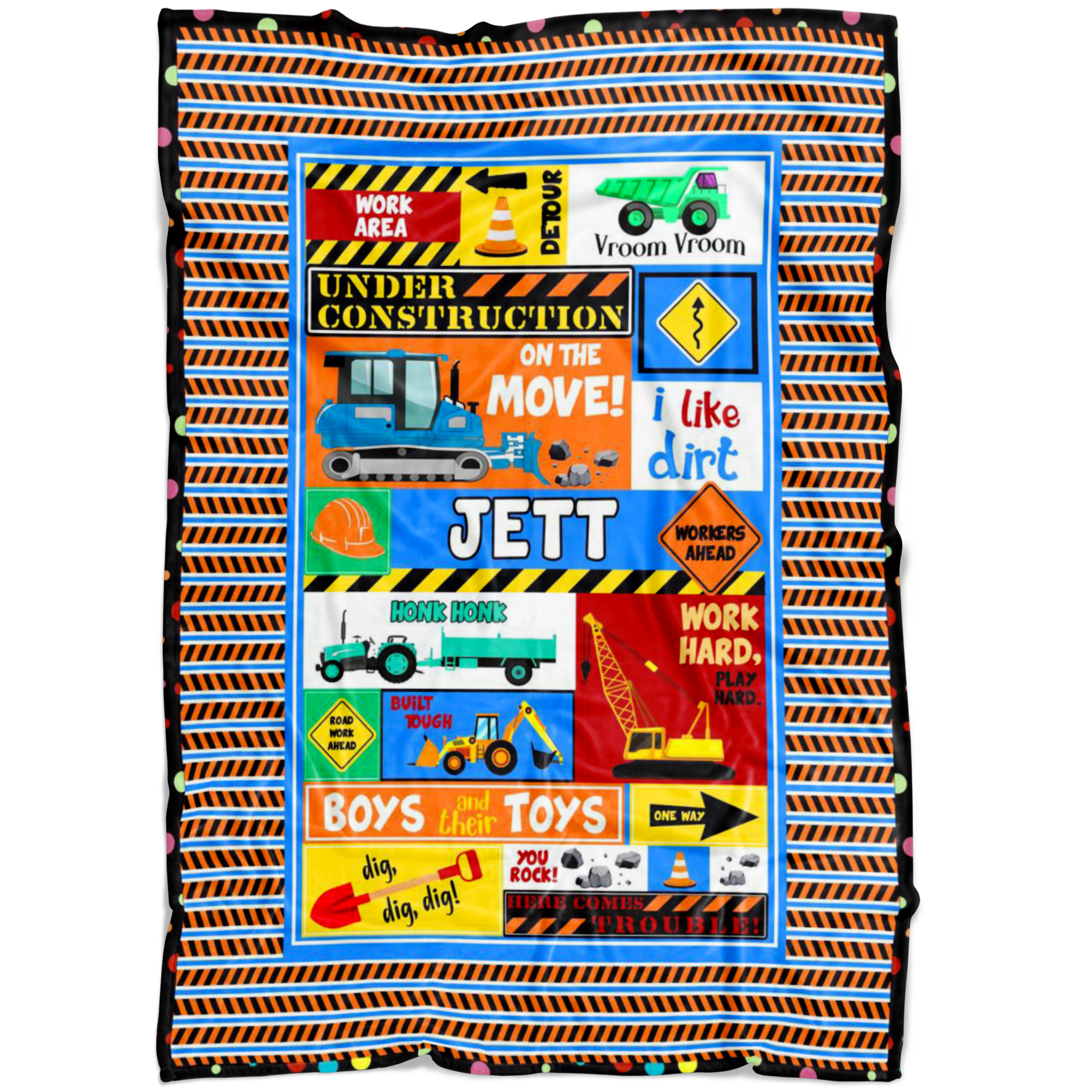 Under Construction Personalized Blanket for Boys - Jett