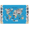 Personalized Map of World for Kids with Peeking Animals, Canvas Wall Art for Children's Room, Learning, Educational Map for Boys & Girls